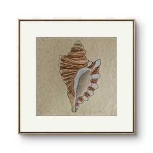 Original Seashell Painting - Brown and Cream